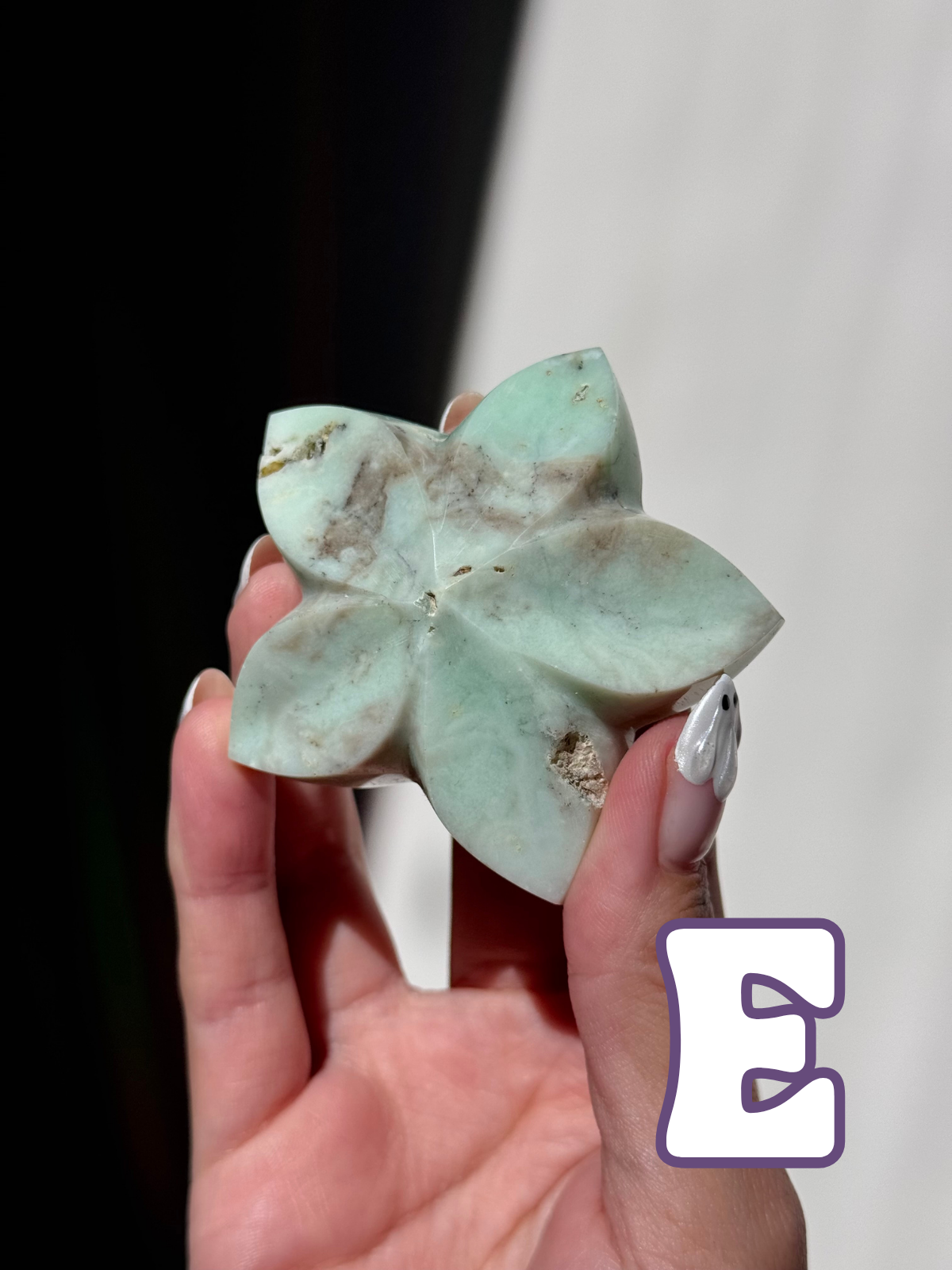 Chrysoprase Flower Carvings (A–E)