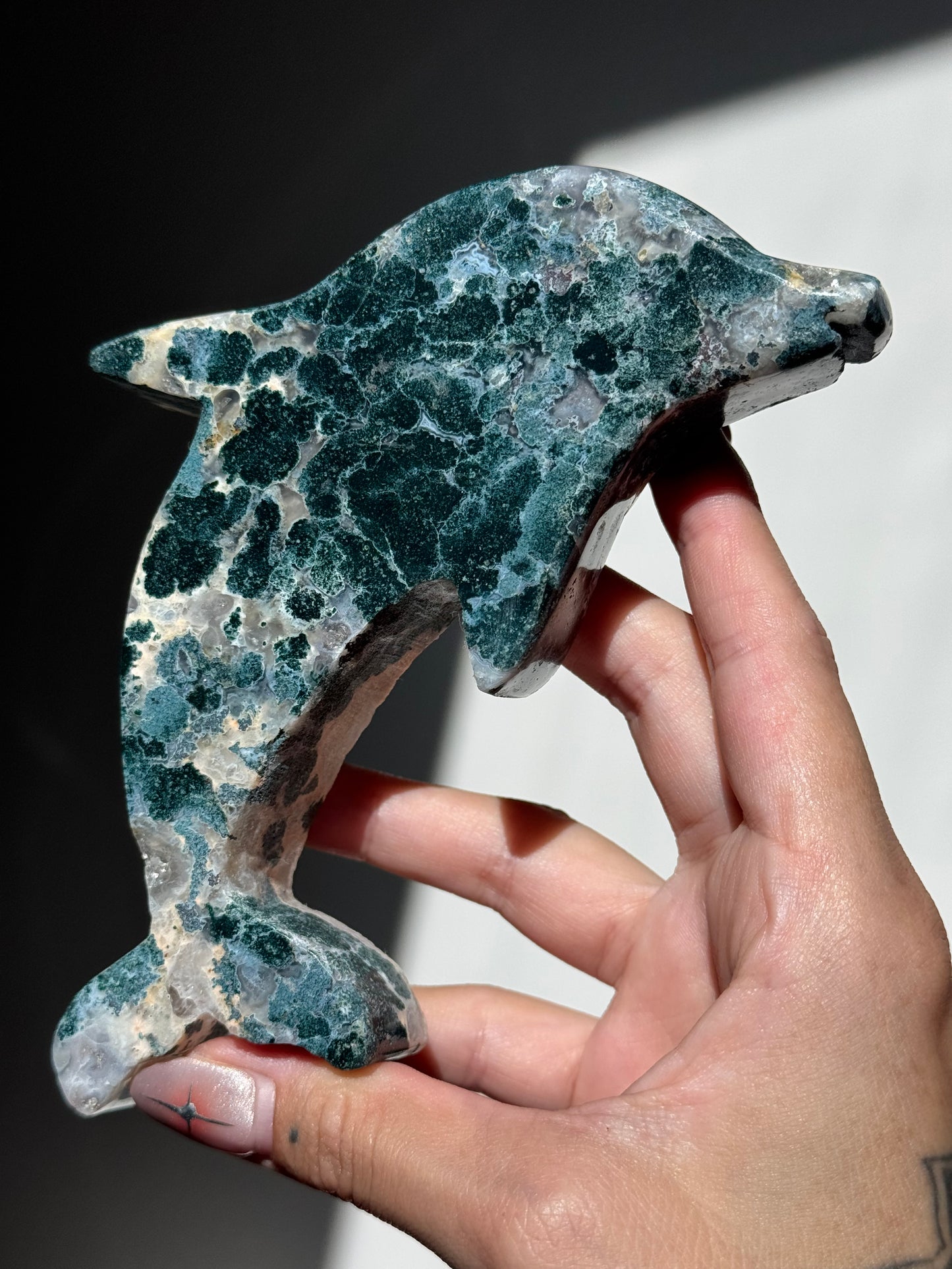 Moss Agate Dolphin