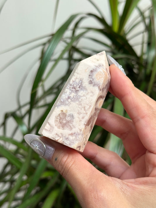 Peach Amethyst Flower Geode Tower