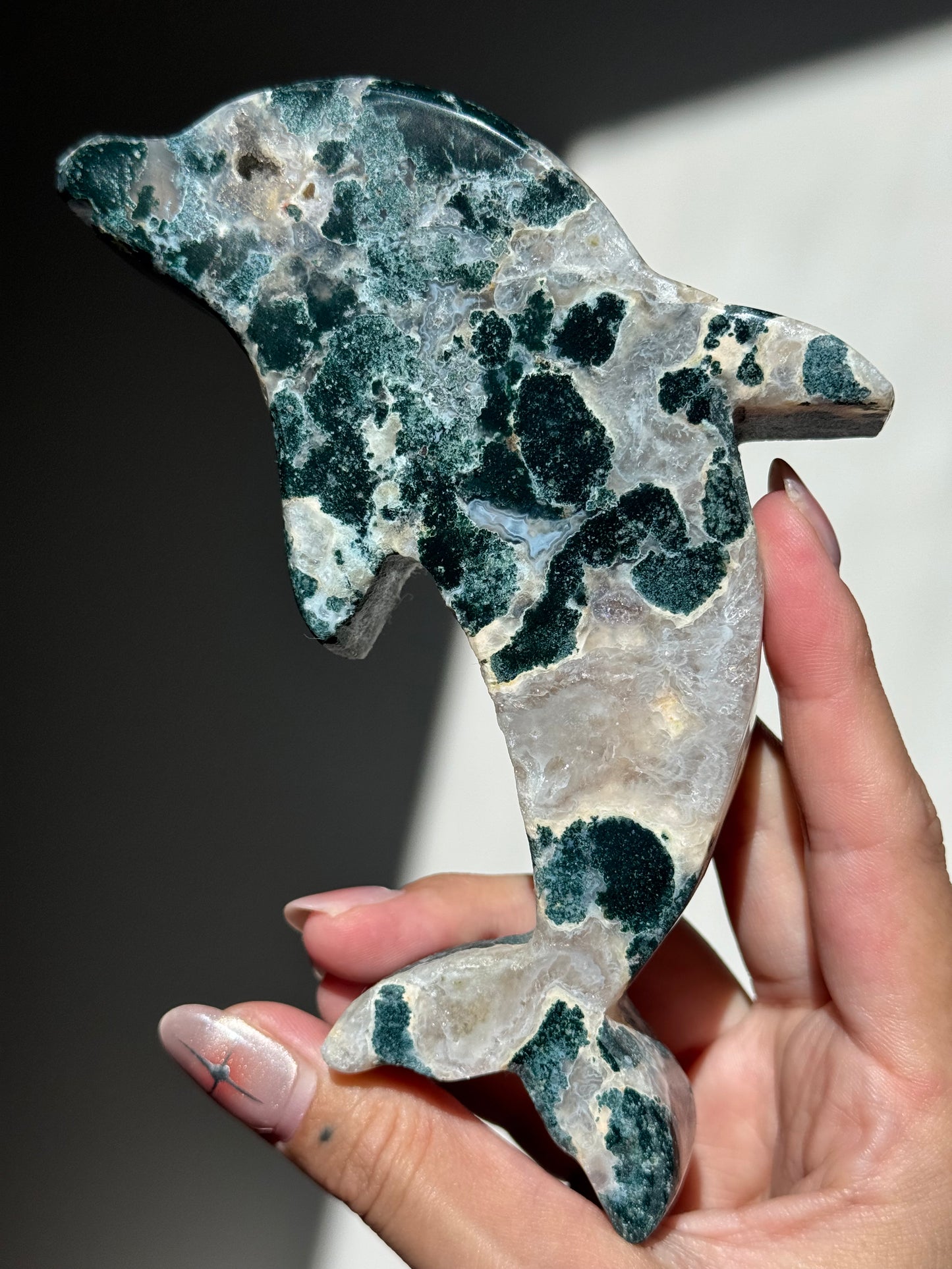 Moss Agate Dolphin