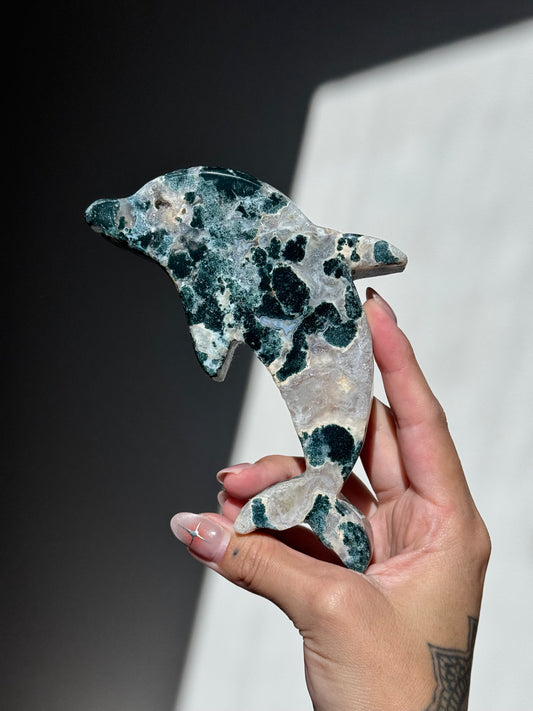 Moss Agate Dolphin