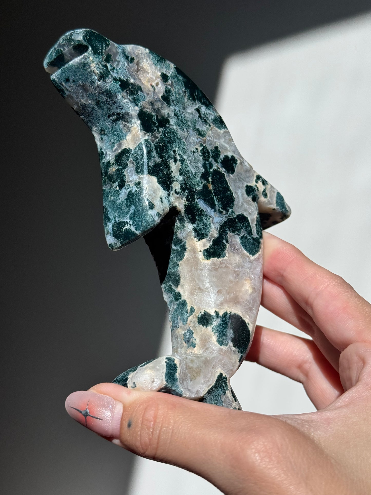 Moss Agate Dolphin