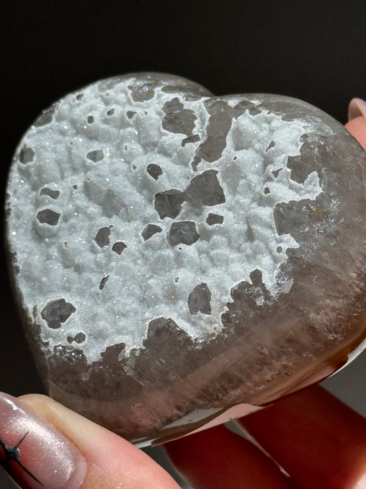 Sugar Druzy Agate Heart on Stand