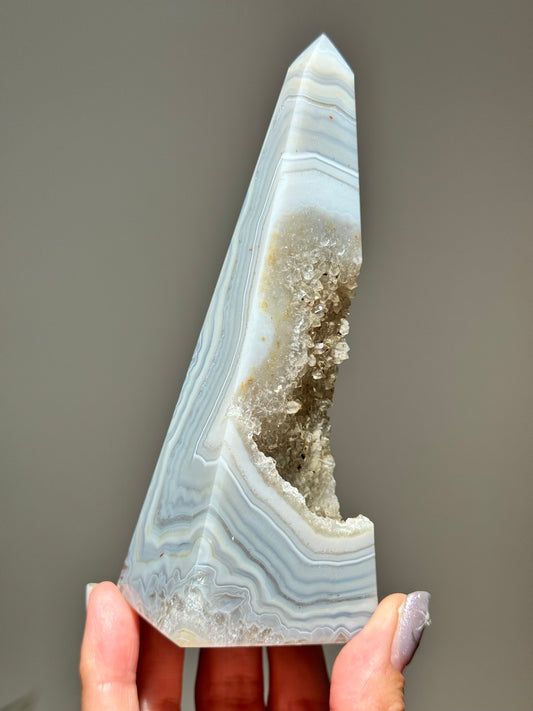 Druzy Banded Agate Obelisk