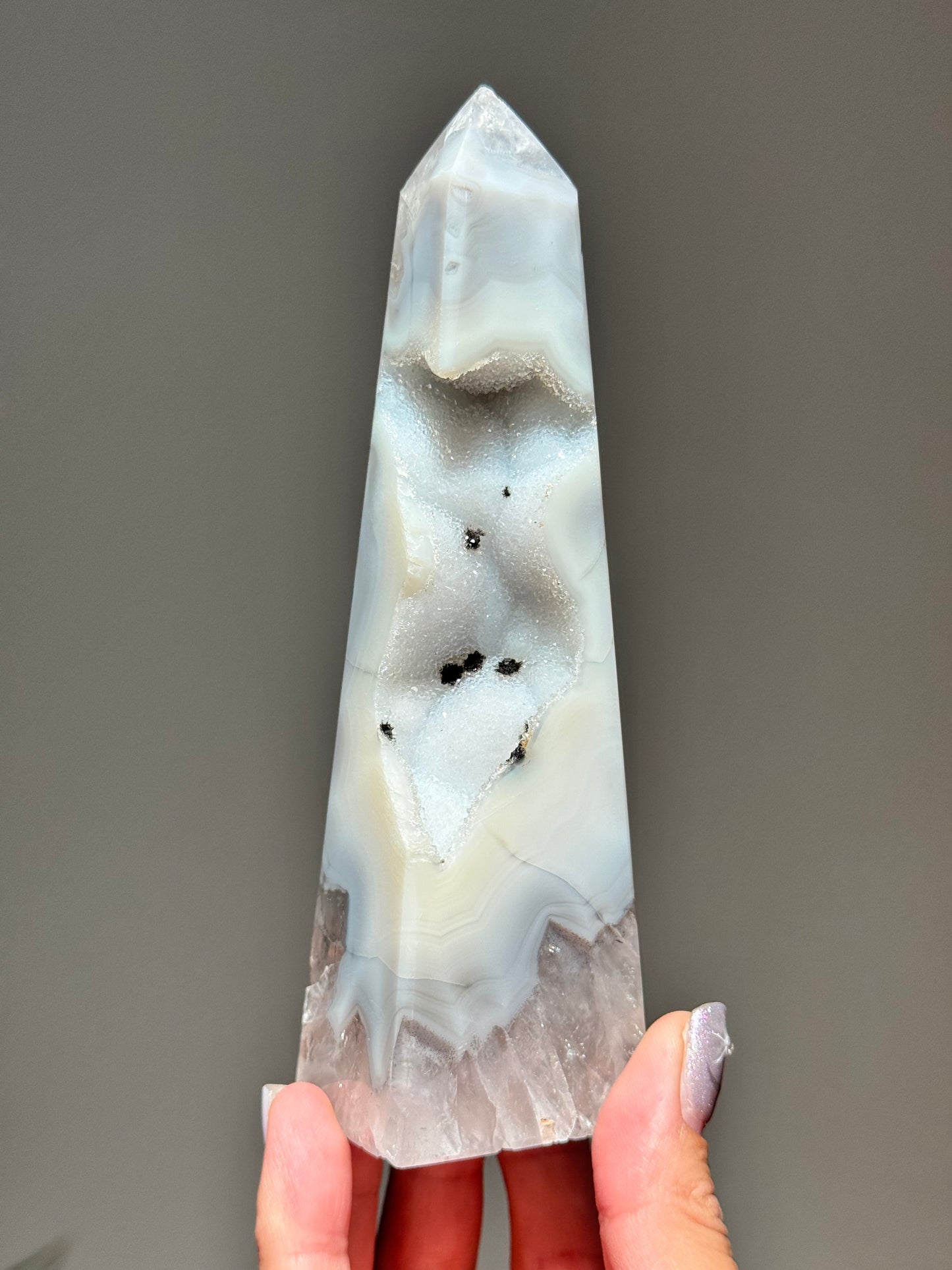 Sugar Druzy Agate Obelisk
