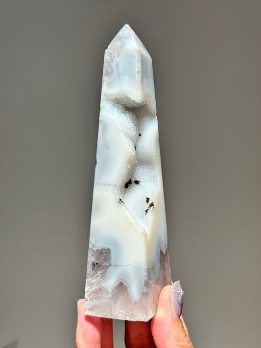 Sugar Druzy Agate Obelisk