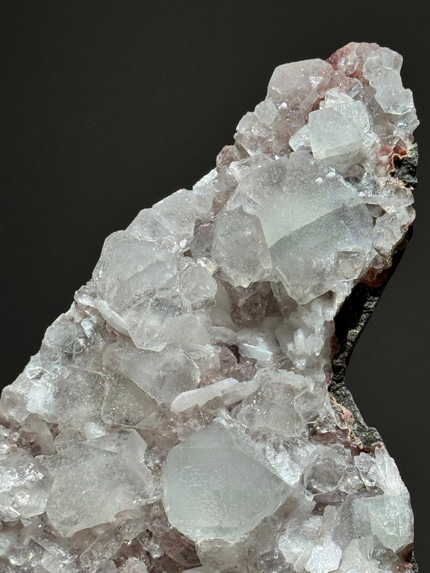 Peach Stilbite & Apophyllite on Chalcedony – Sugar Sparkle Cluster