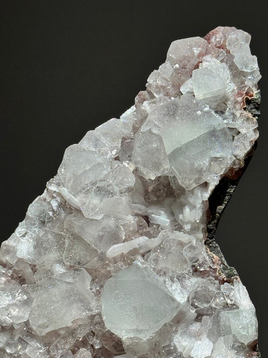 Peach Stilbite & Apophyllite on Chalcedony – Sugar Sparkle Cluster