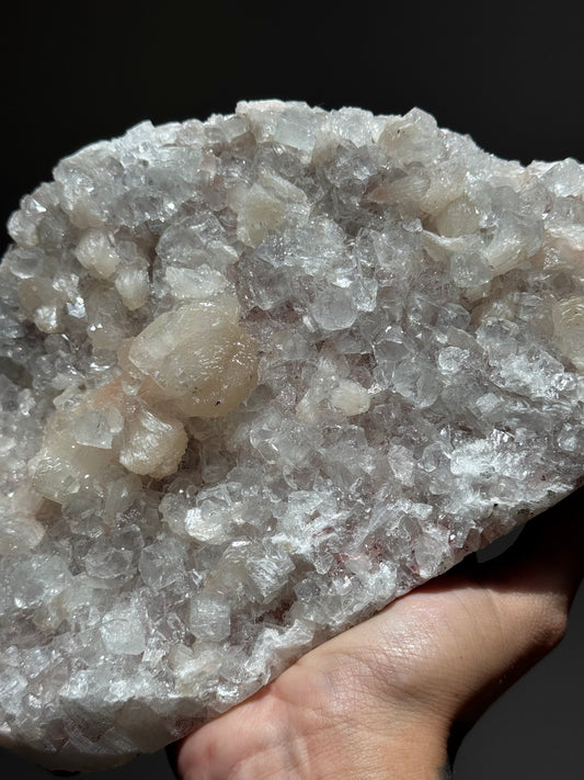 Apophyllite & Stilbite Specimen on Quartz/Chalcedony Matrix