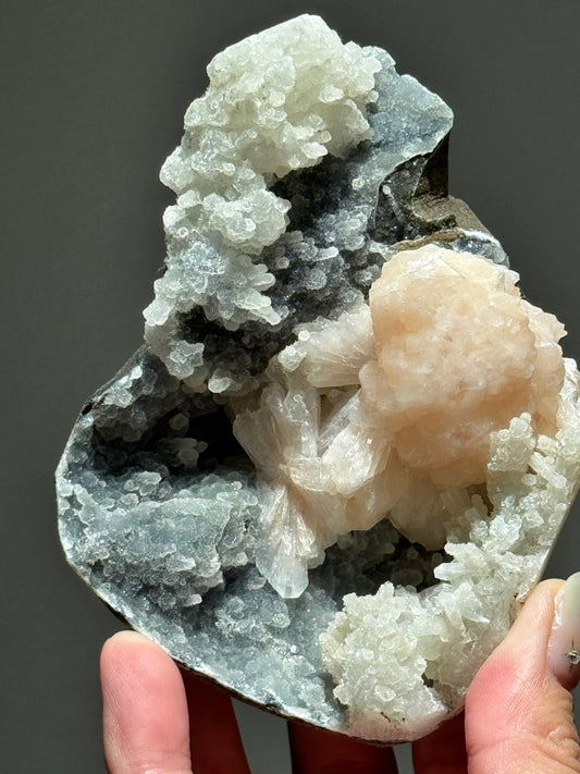 Stilbite & Apophyllite Specimen on Chalcedony Matrix