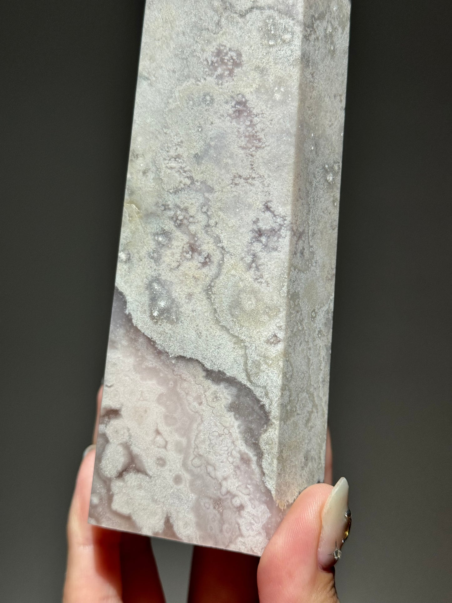 Pastel Pink/Soft Grey Flower Agate Tower