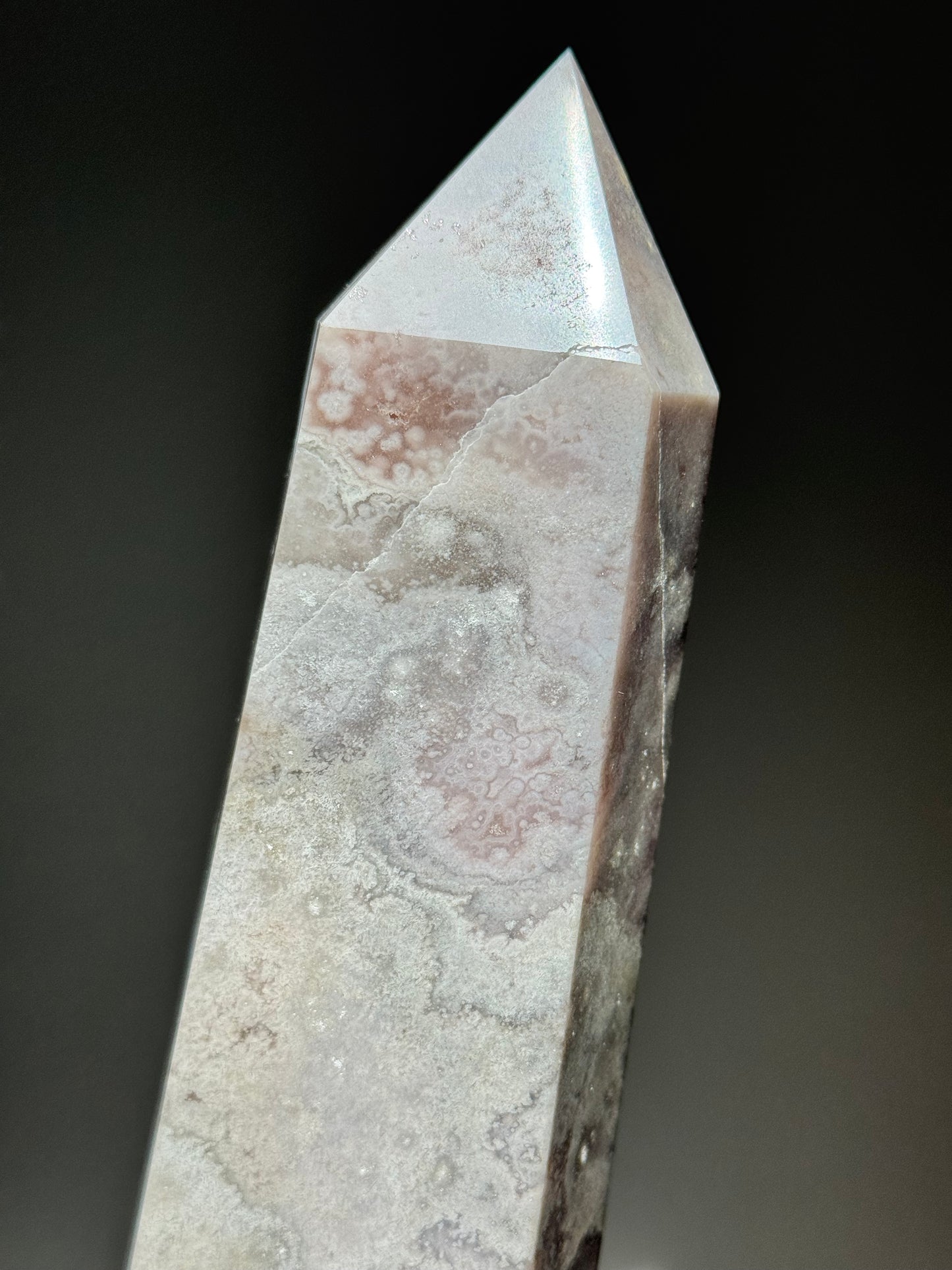 Pastel Pink/Soft Grey Flower Agate Tower