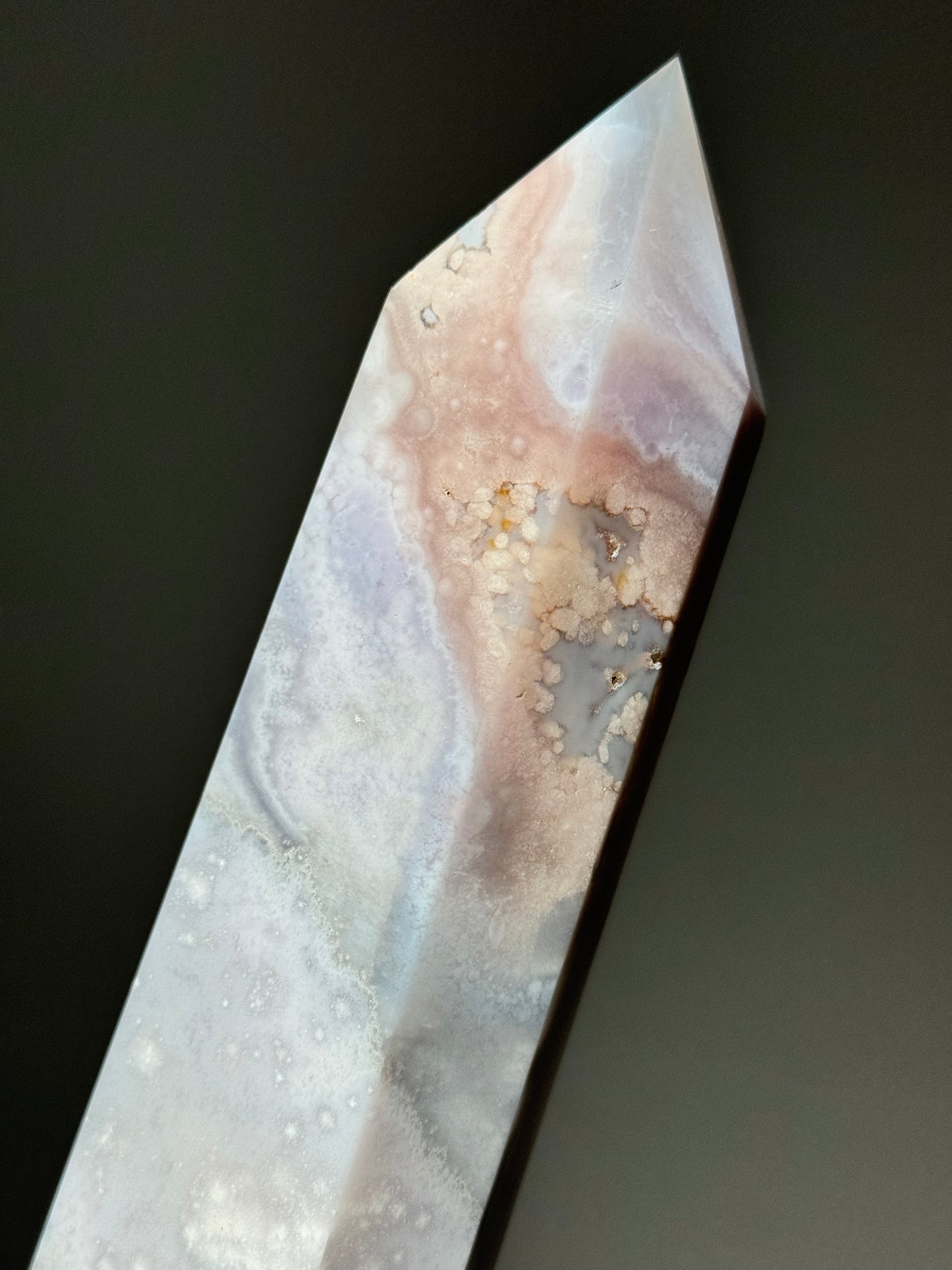 Soft Rainbow Pastel Grey Flower Agate Tower