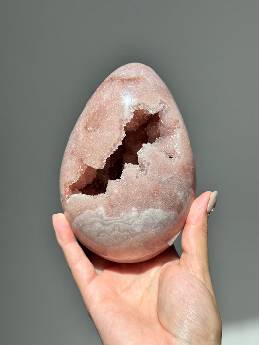 Large Portal Pink Amethyst Druzy Egg on Stand