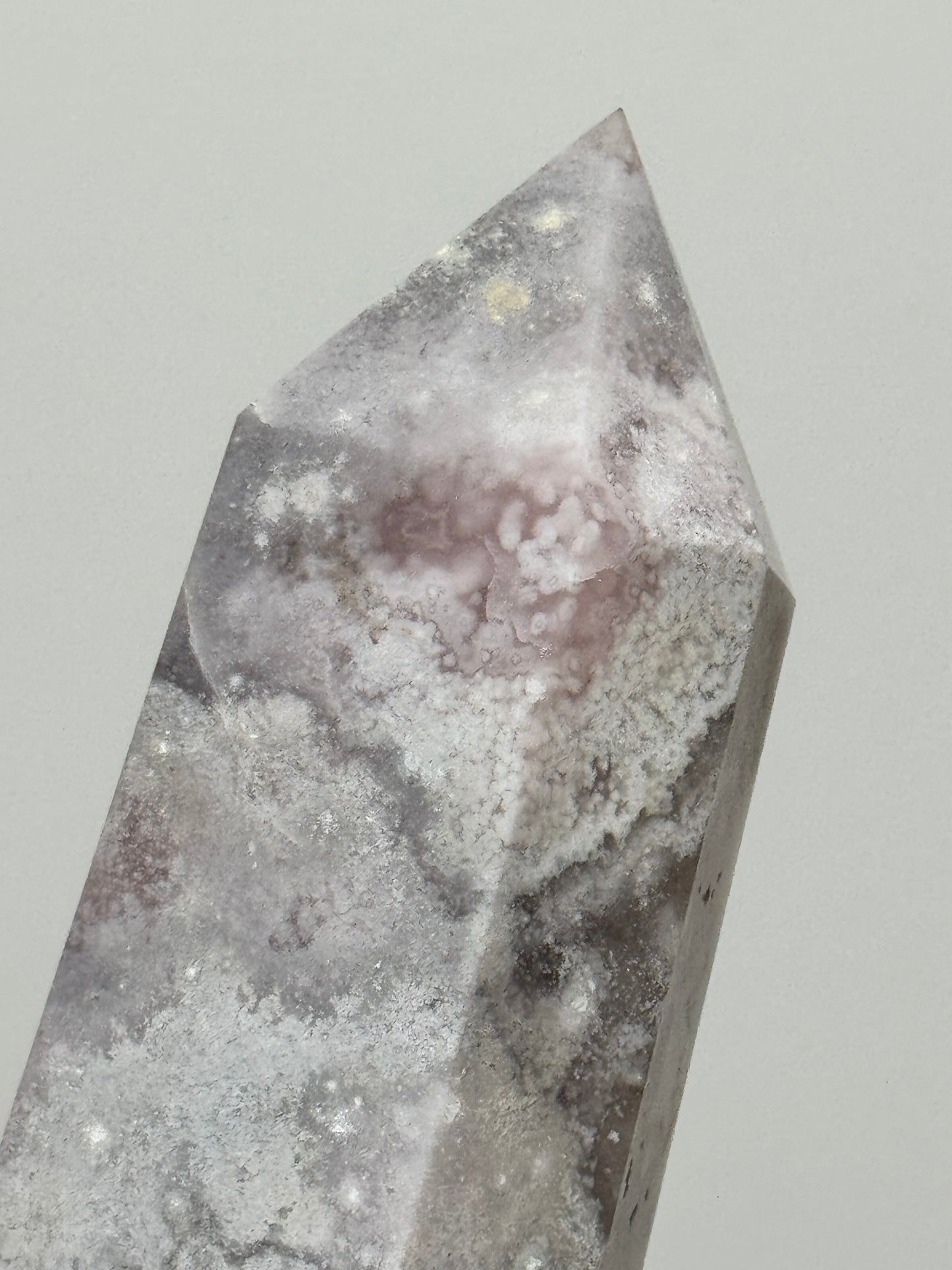 Pastel Pink/Soft Grey Flower Agate Tower