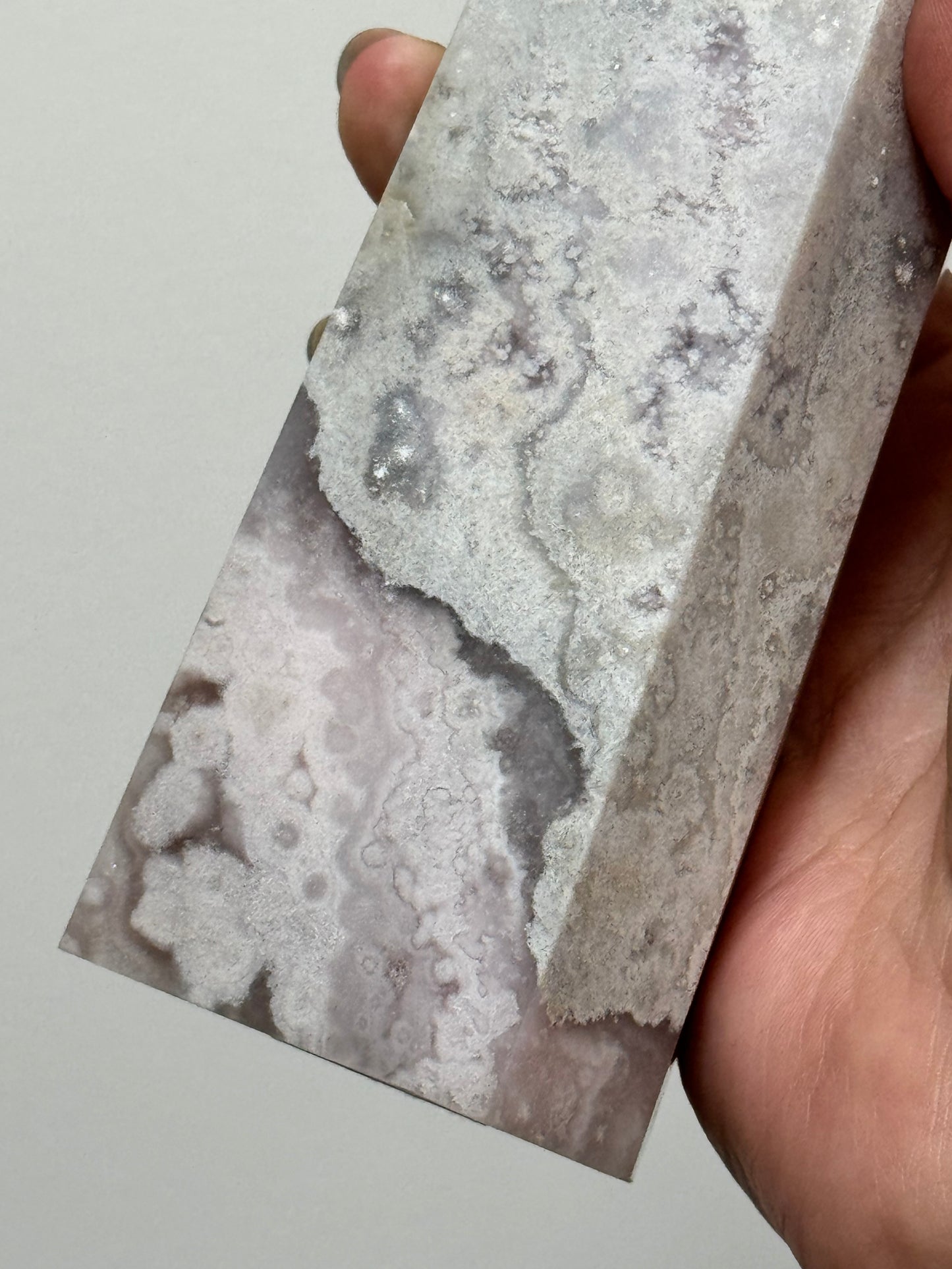 Pastel Pink/Soft Grey Flower Agate Tower