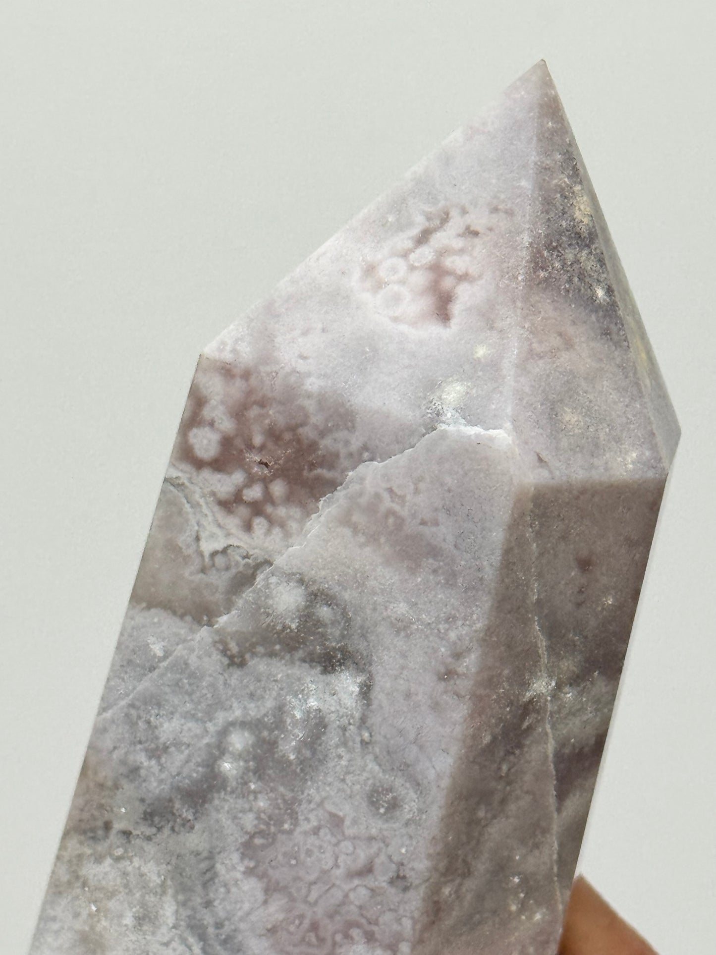 Pastel Pink/Soft Grey Flower Agate Tower