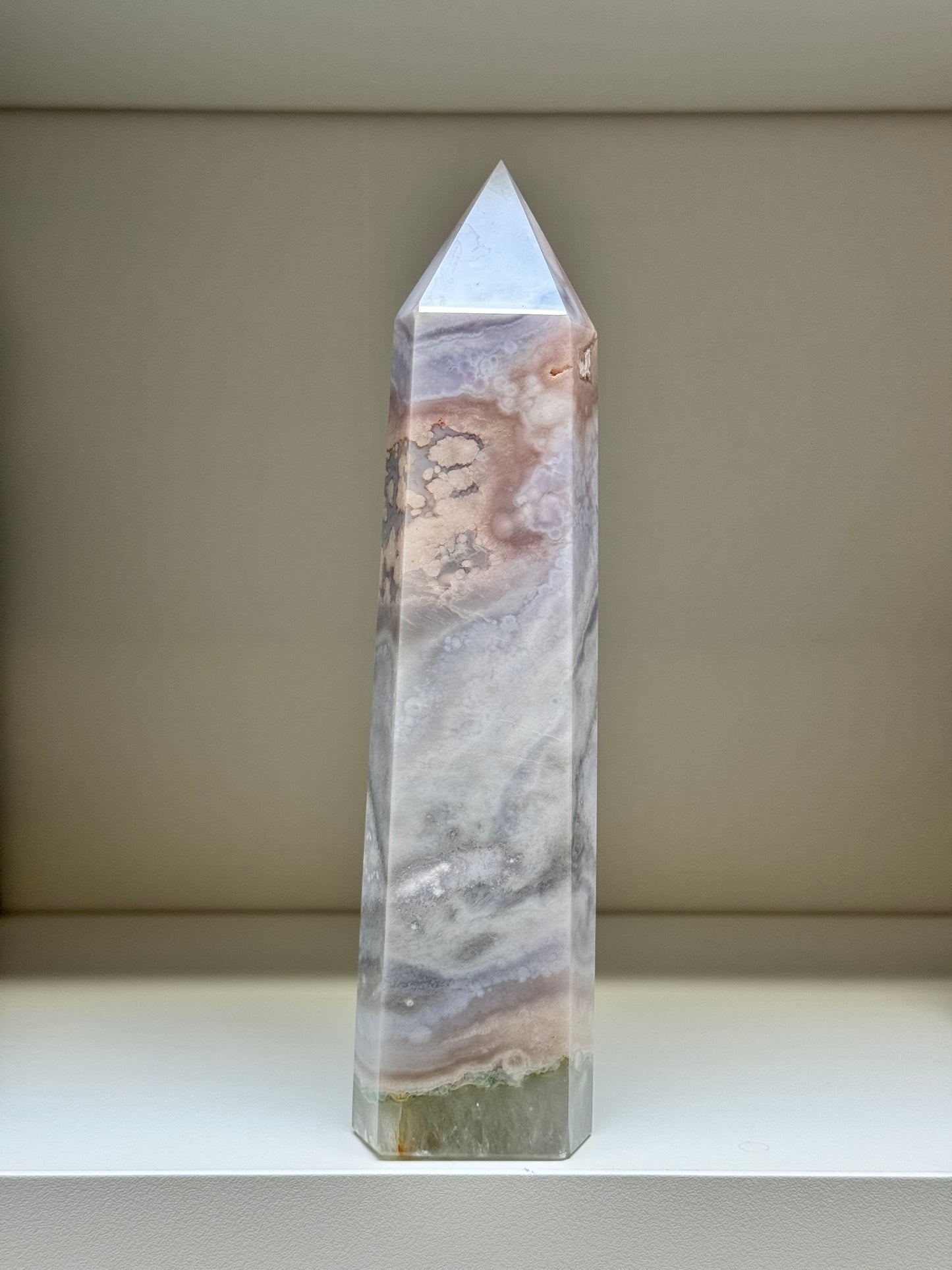 Soft Rainbow Pastel Grey Flower Agate Tower