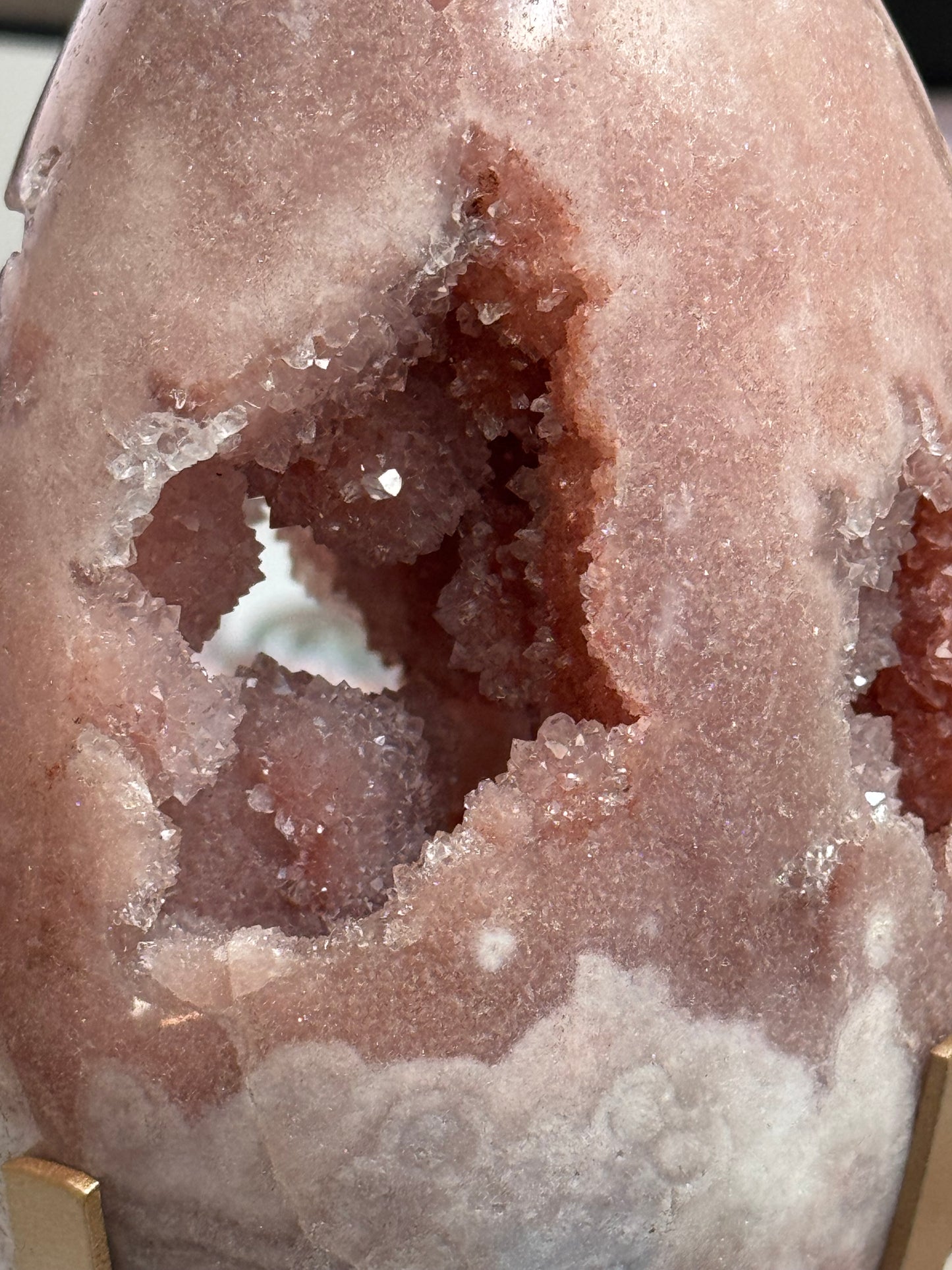 Large Portal Pink Amethyst Druzy Egg on Stand