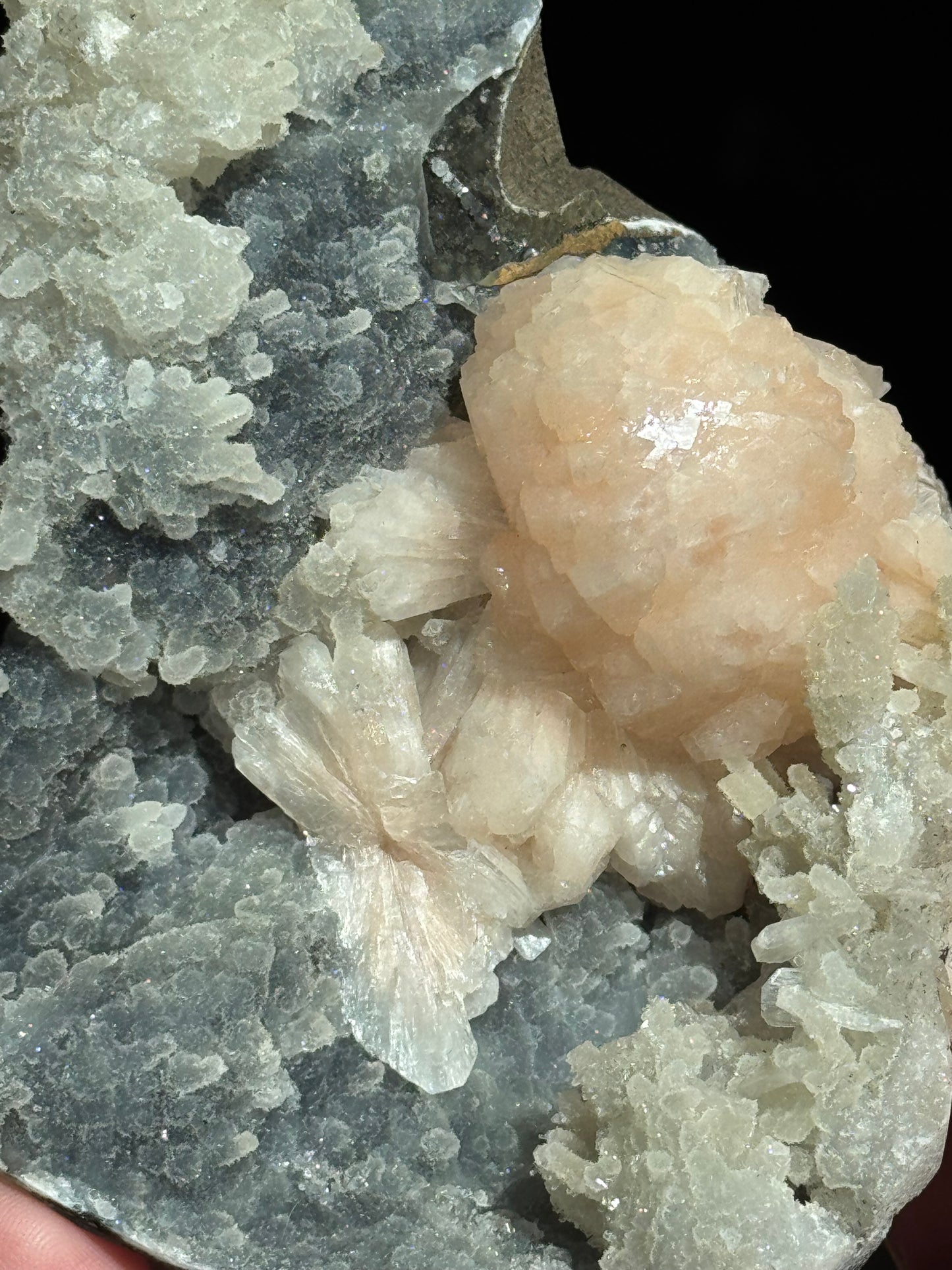 Stilbite & Apophyllite Specimen on Chalcedony Matrix