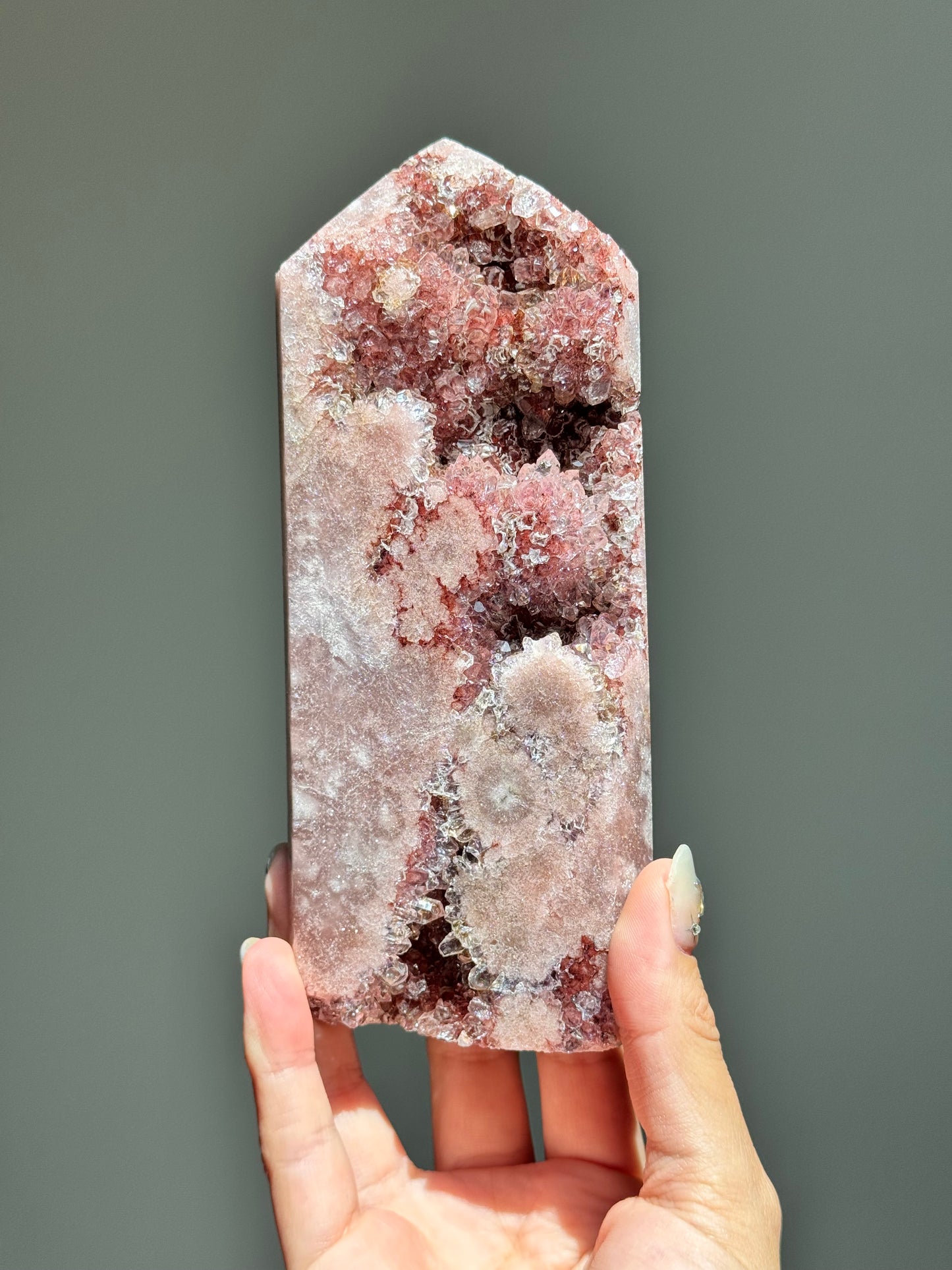 Red Amethyst Druzy Tower (Hematite Amethyst) – Exceptional Clarity