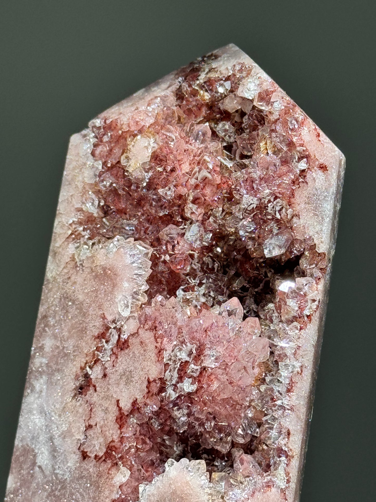 Red Amethyst Druzy Tower (Hematite Amethyst) – Exceptional Clarity