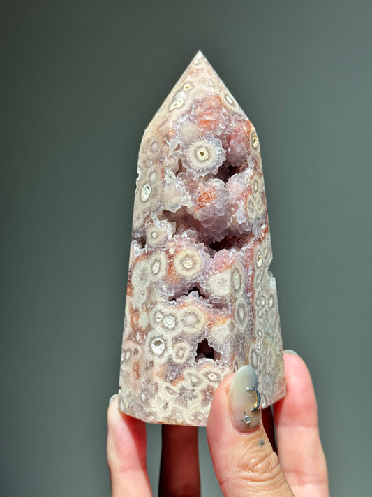 Orbicular Druzy Agate Tower