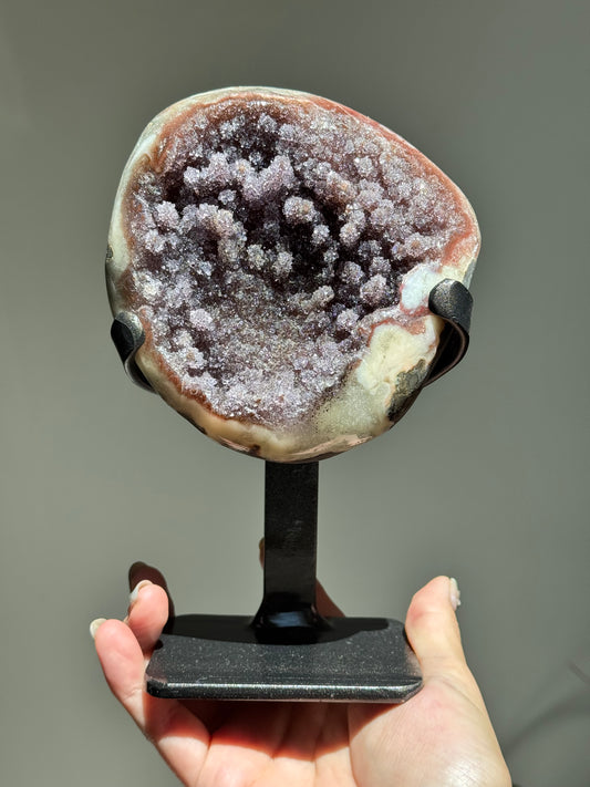 Red Druzy Amethyst Agate Freeform on Stand