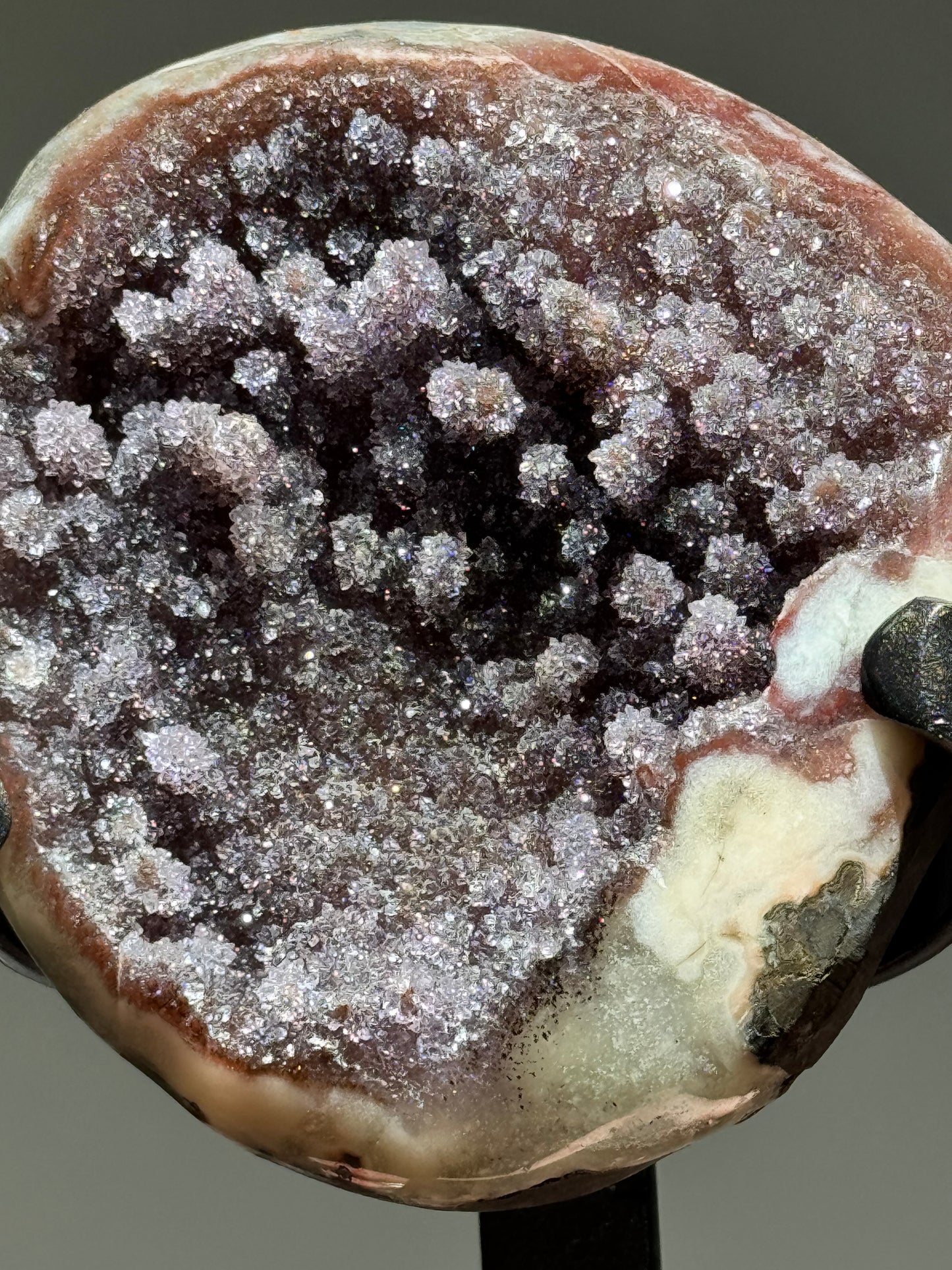 Red Druzy Amethyst Agate Freeform on Stand