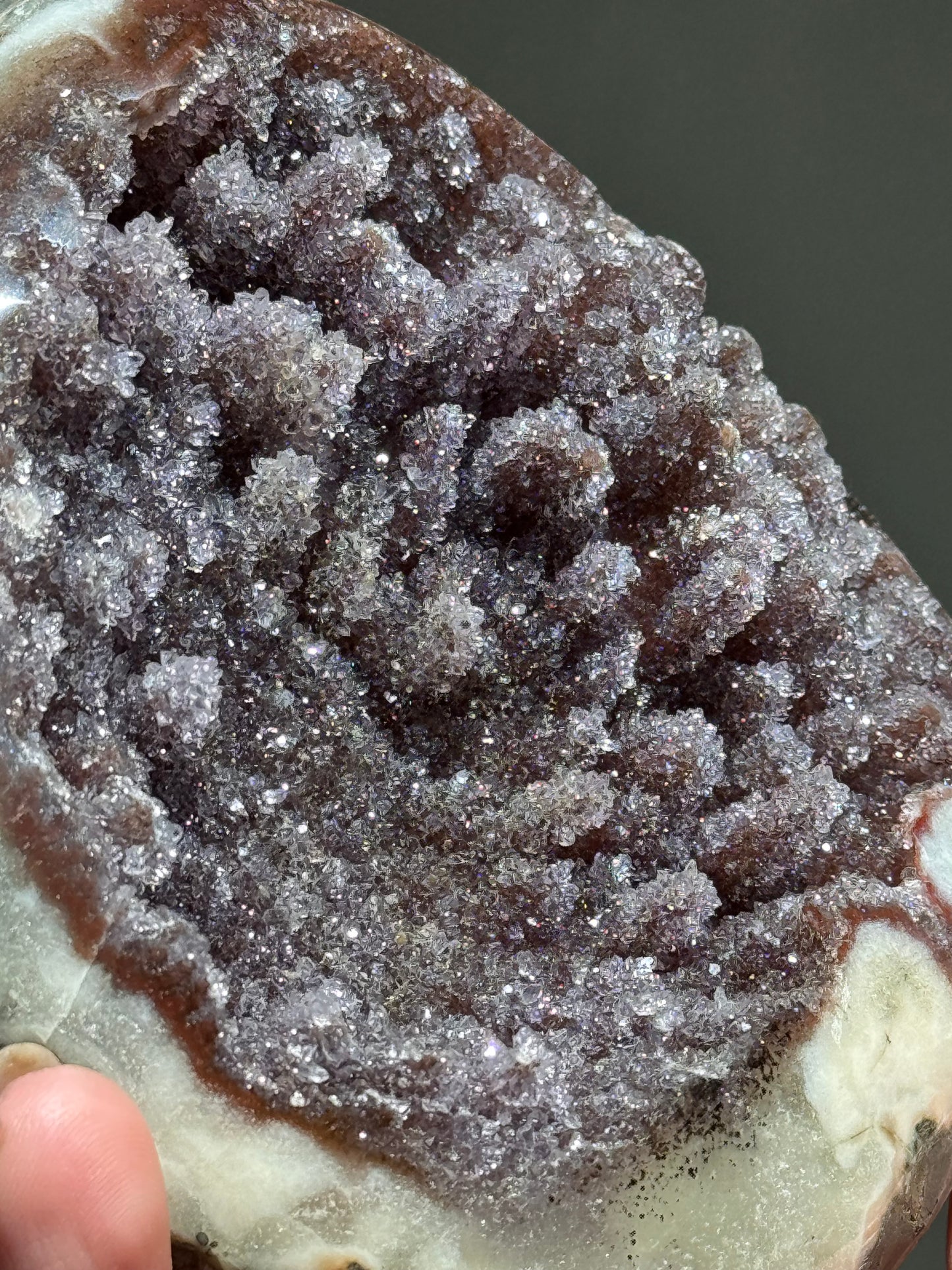 Red Druzy Amethyst Agate Freeform on Stand