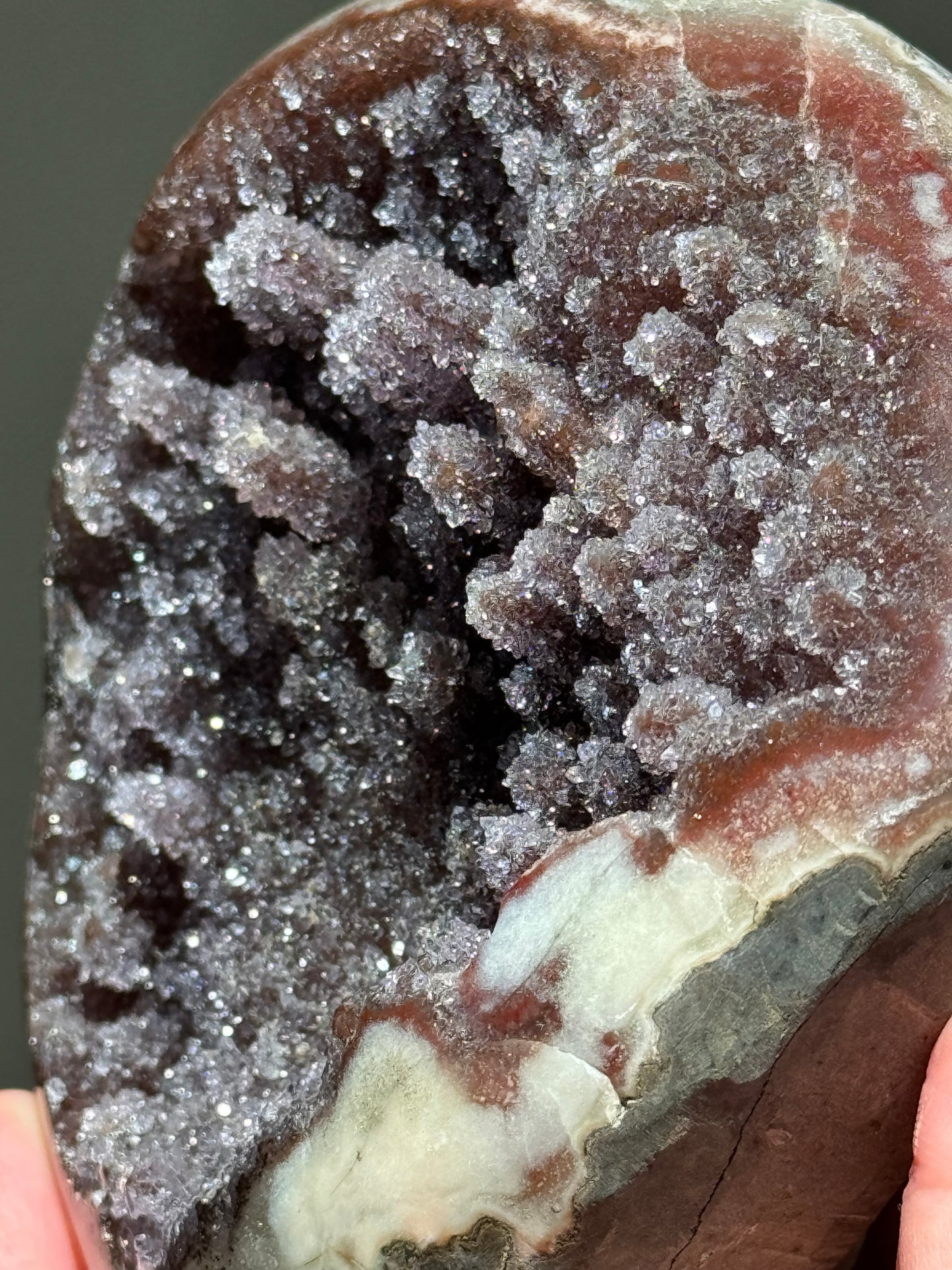 Red Druzy Amethyst Agate Freeform on Stand