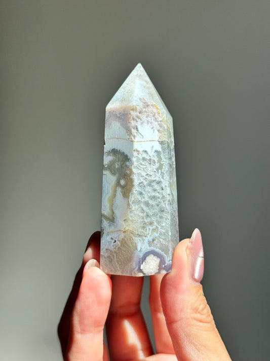 Green Flower Agate Tower