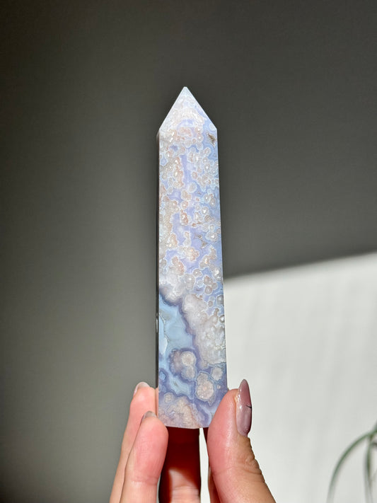 Blue Flower Agate Tower