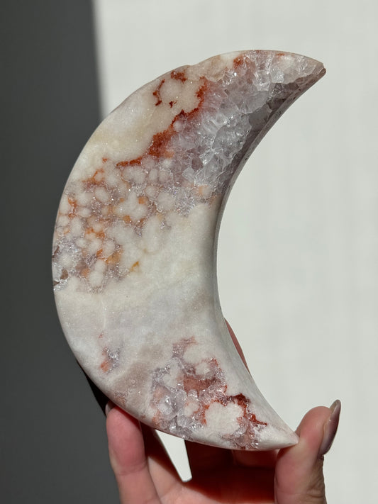 Pink Amethyst Moon on Stand