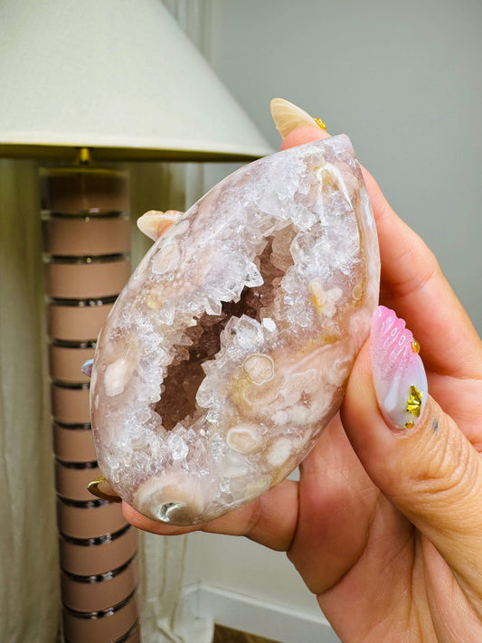 Pink Flower Agate Egg