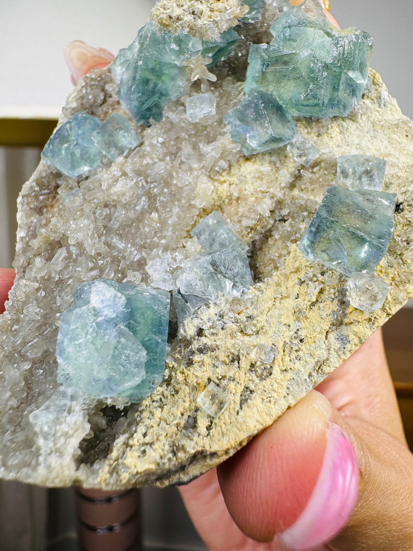 Green Fluorite and Quartz Specimen