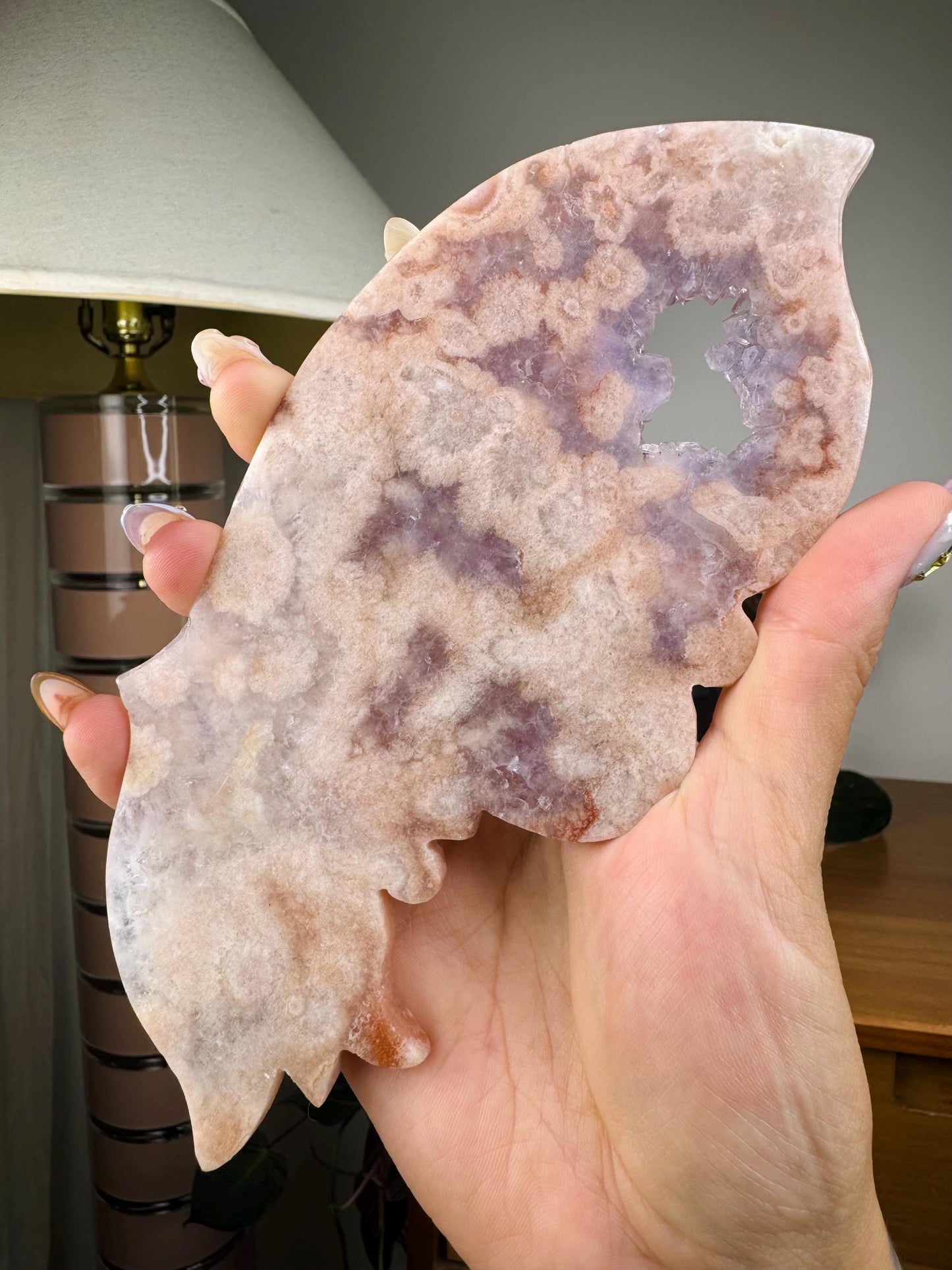 Pink Amethyst Flower Agate Butterfly