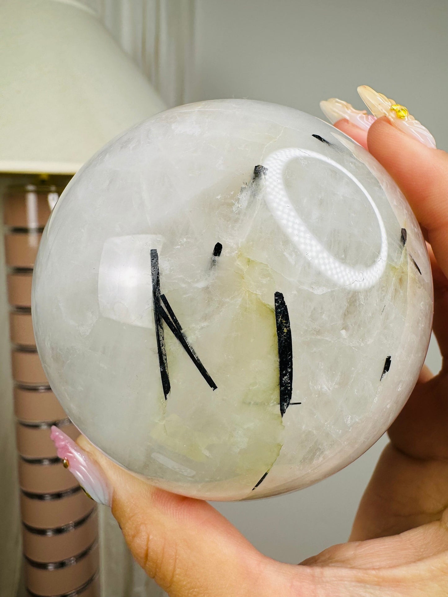 Black Tourmaline Rutilated Sphere