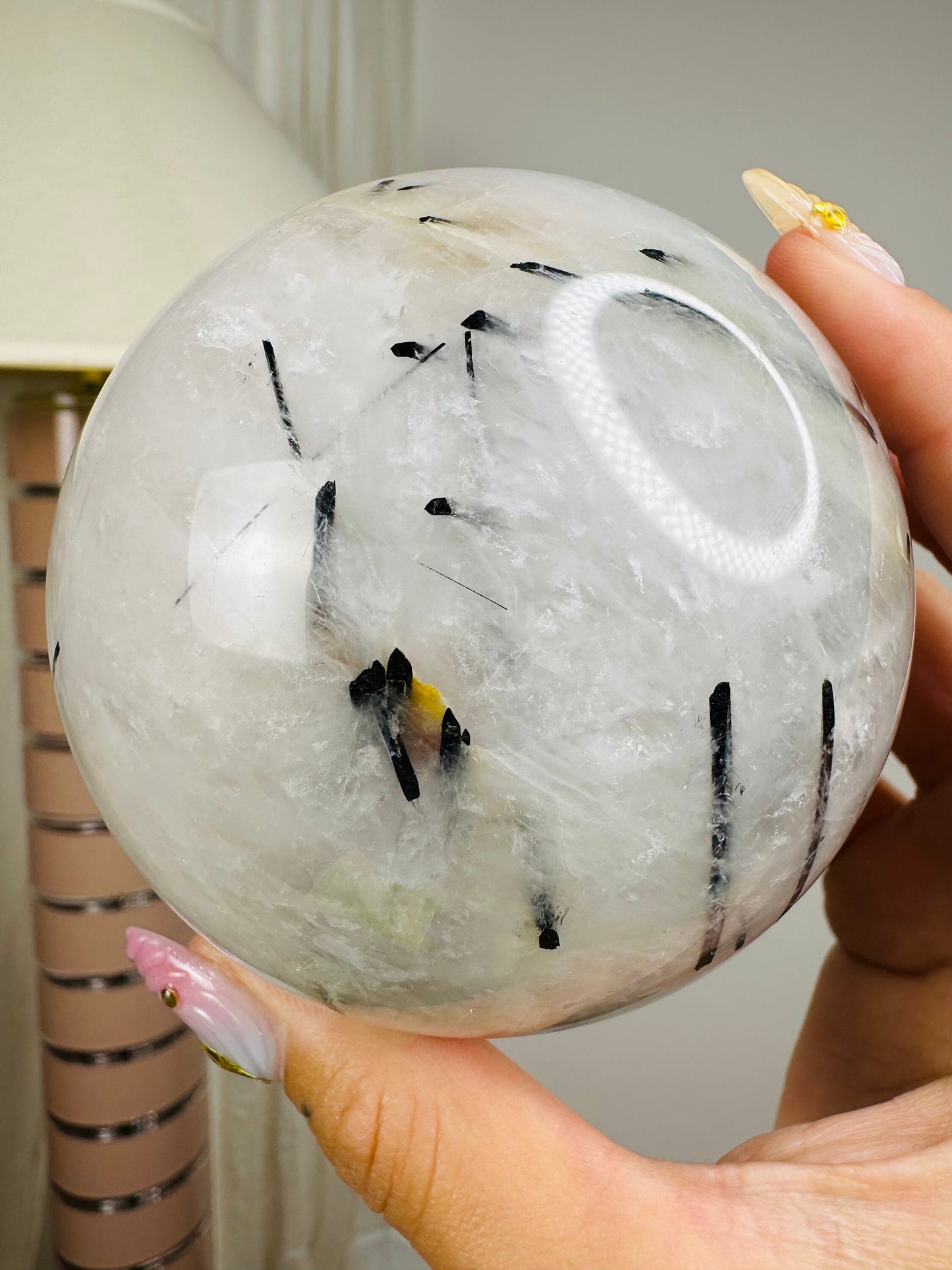 Black Tourmaline Rutilated Sphere