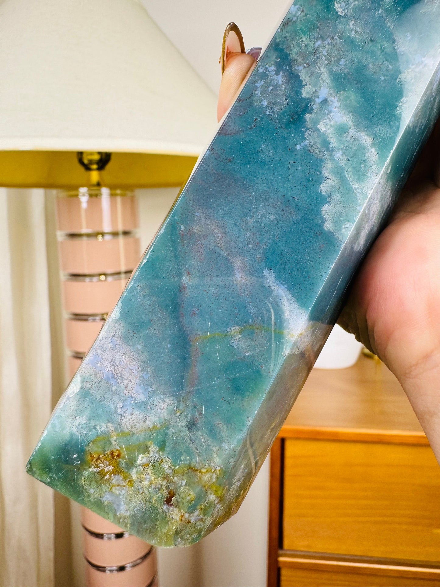 Green Moss Agate Tower