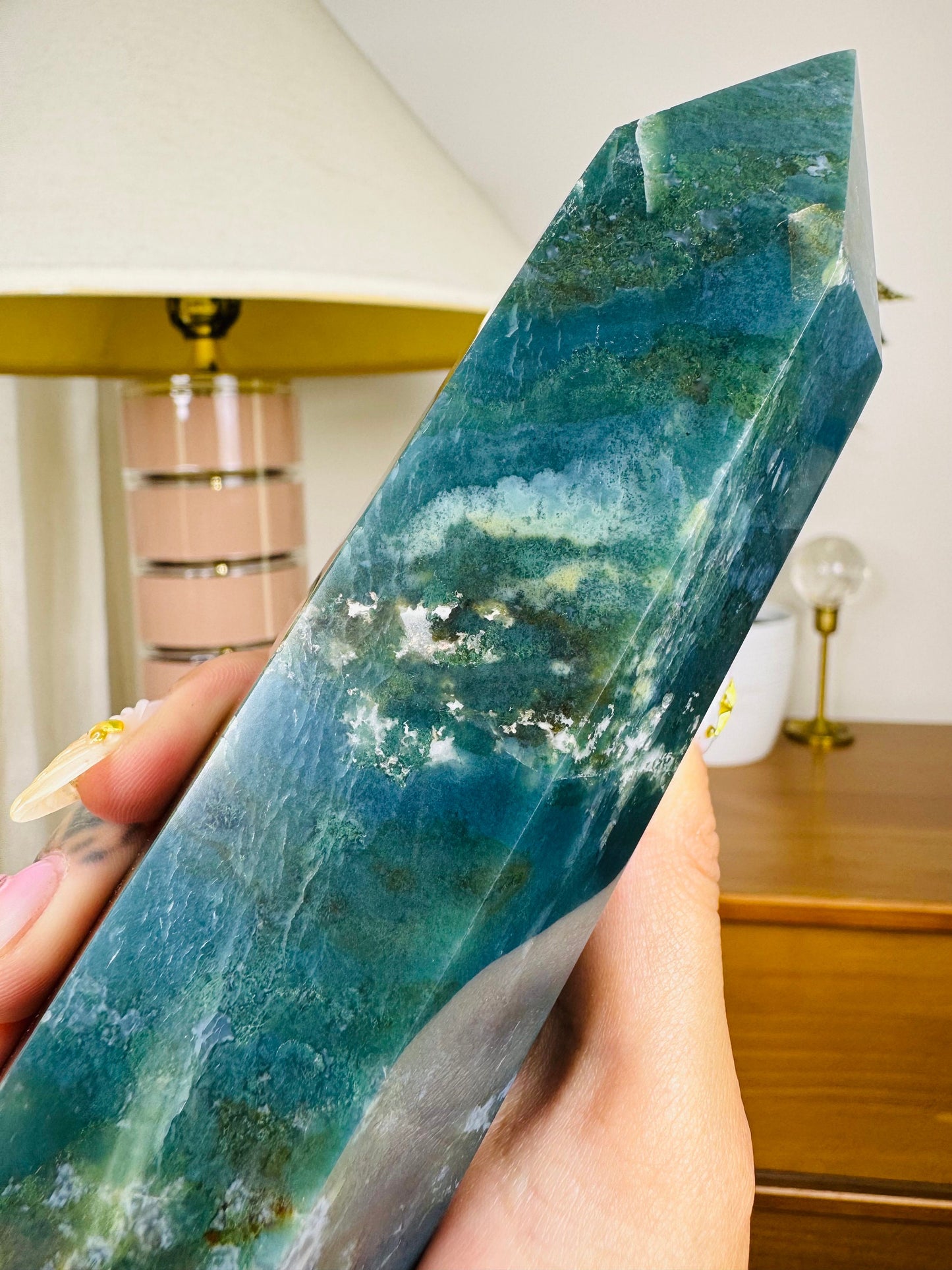 Green Moss Agate Tower