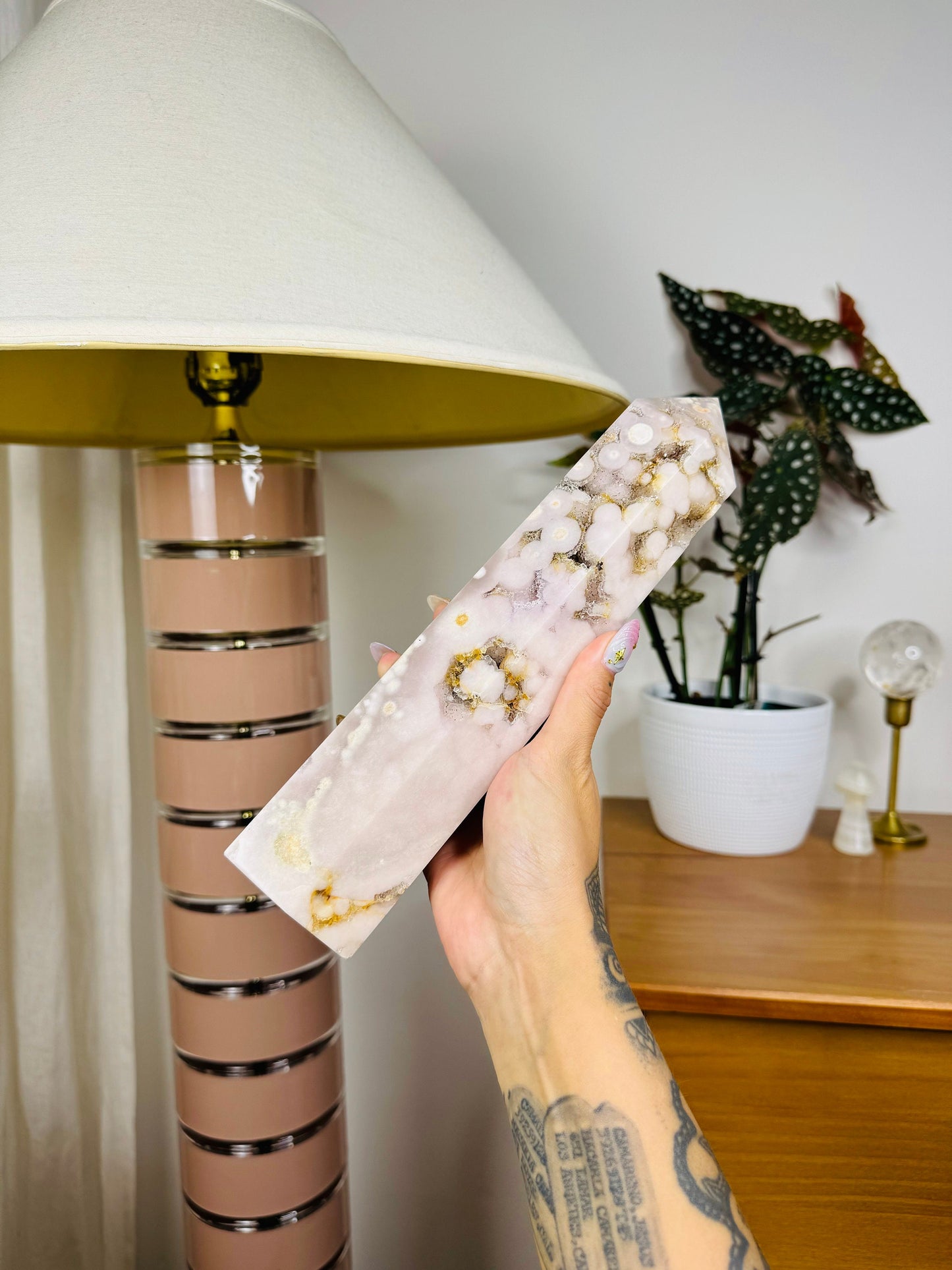 Pink Amethyst Flower Agate Tower