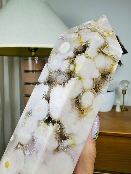 Pink Amethyst Flower Agate Tower