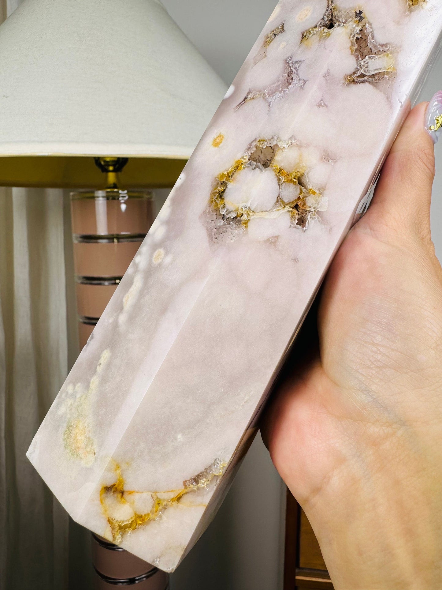 Pink Amethyst Flower Agate Tower