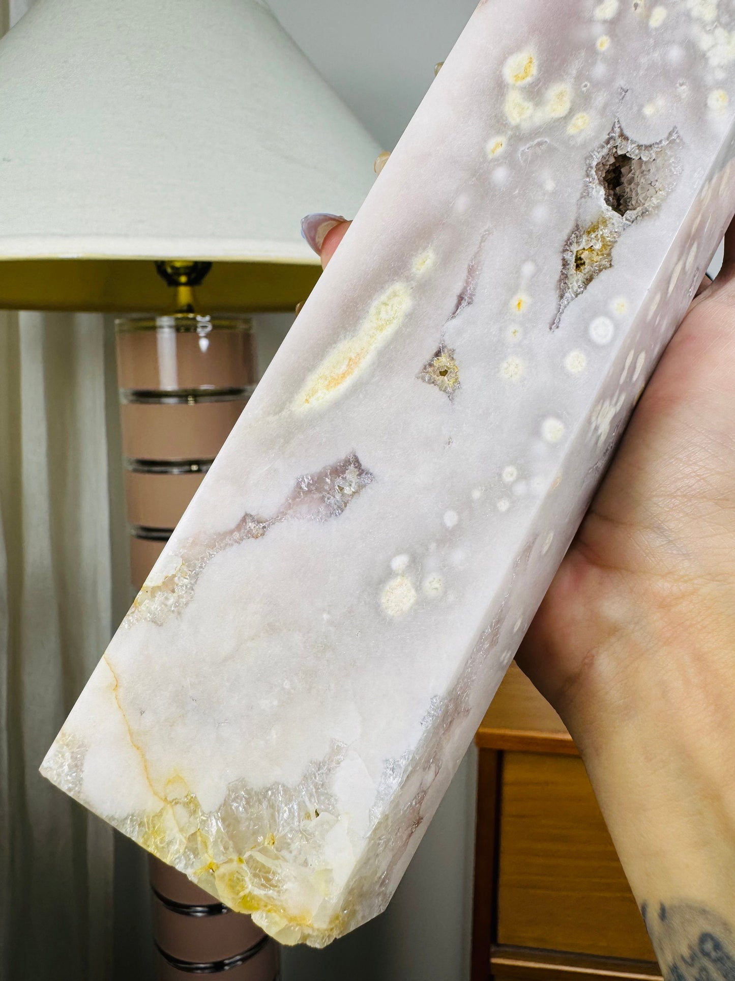 Pink Amethyst Flower Agate Tower