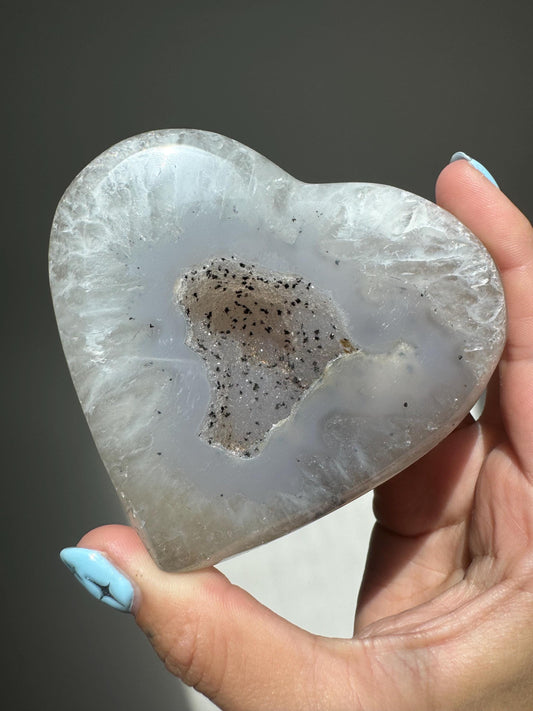Druzy Agate Heart on Stand