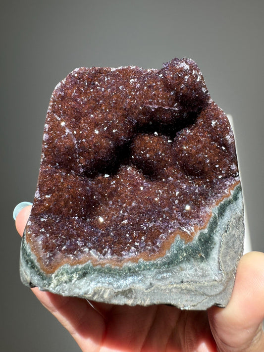 Deep Red Rainbow Amethyst Cutbase