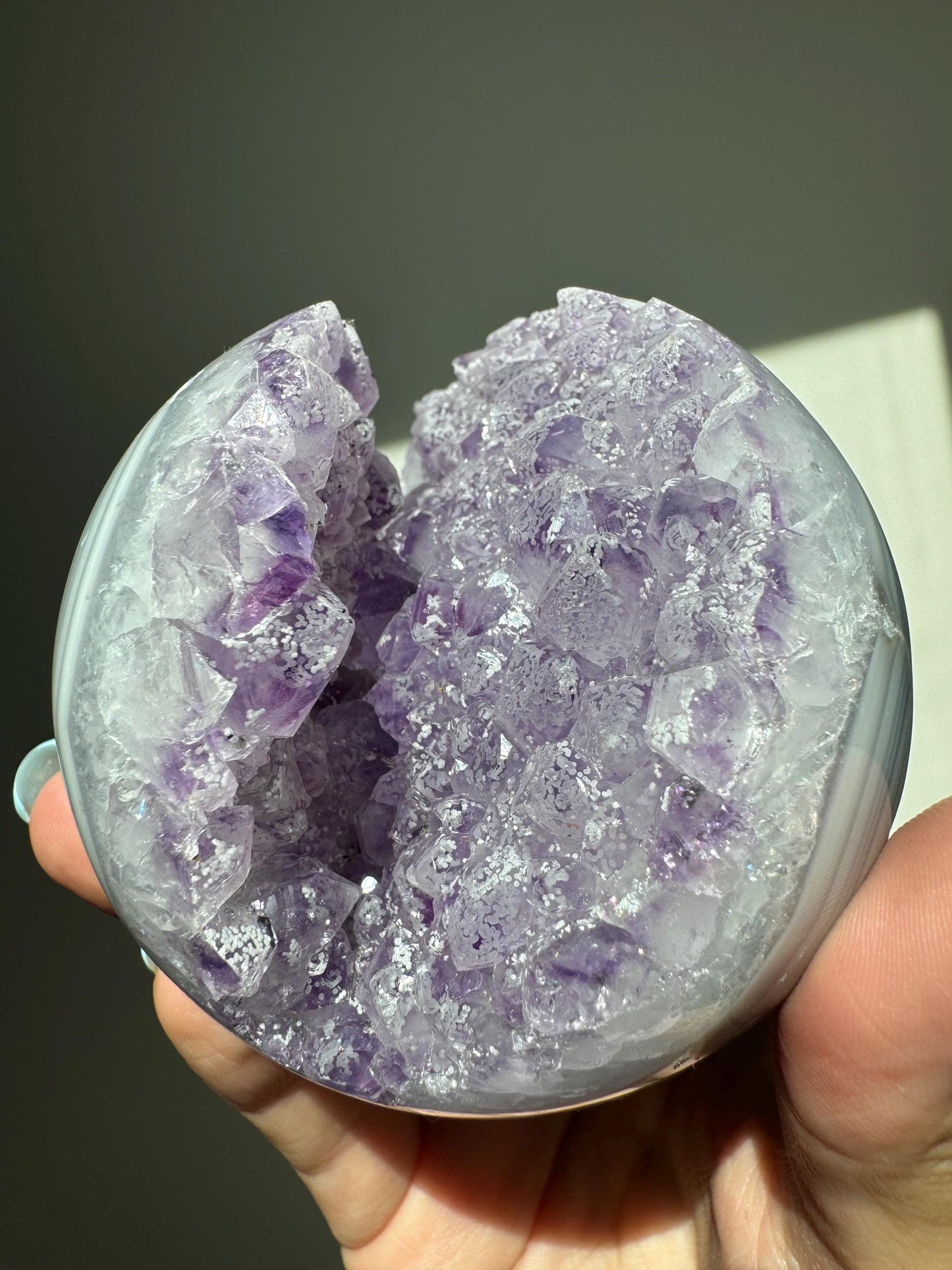 Amethyst Agate Druzy Banded Sphere