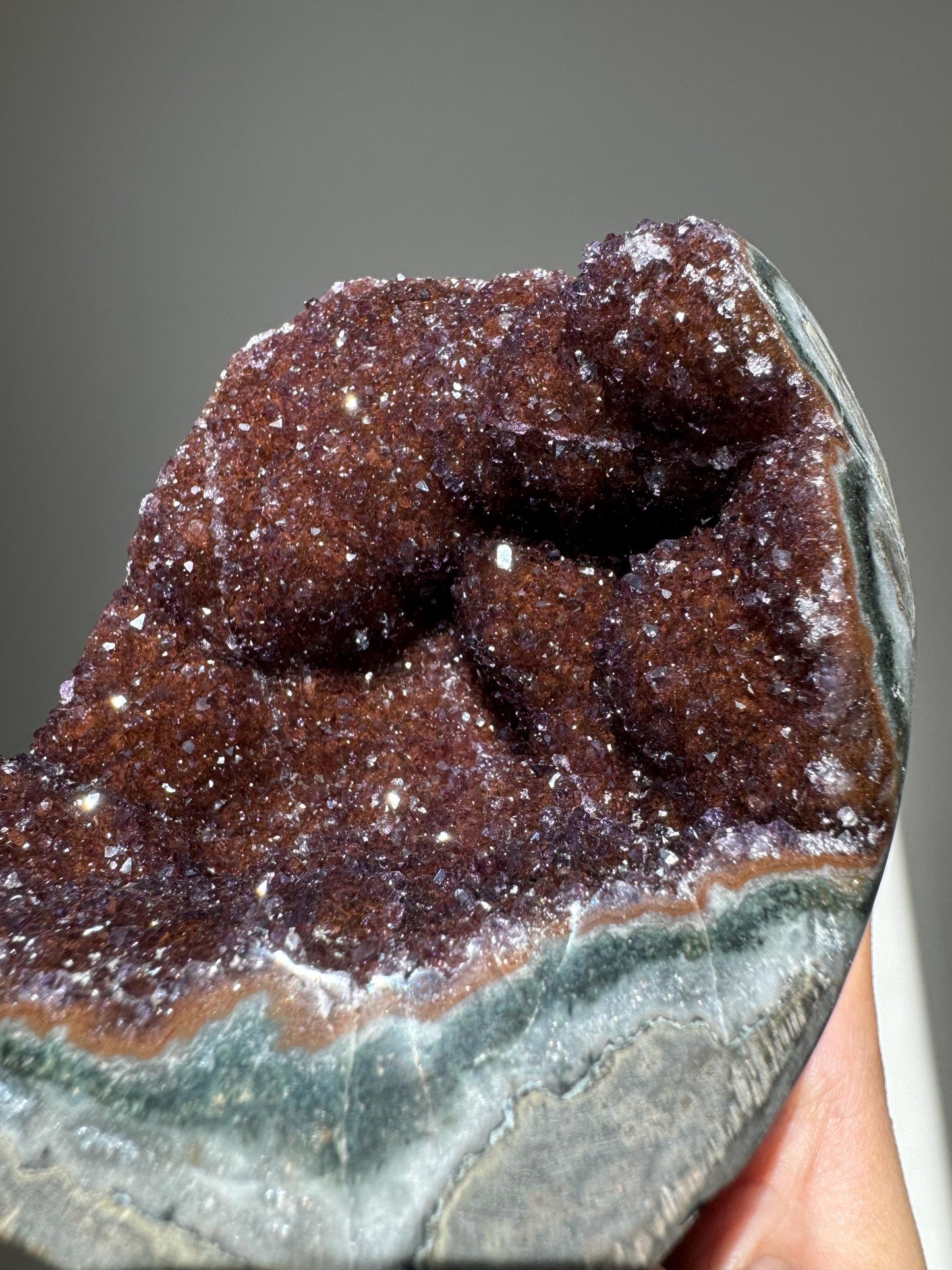 Deep Red Rainbow Amethyst Cutbase