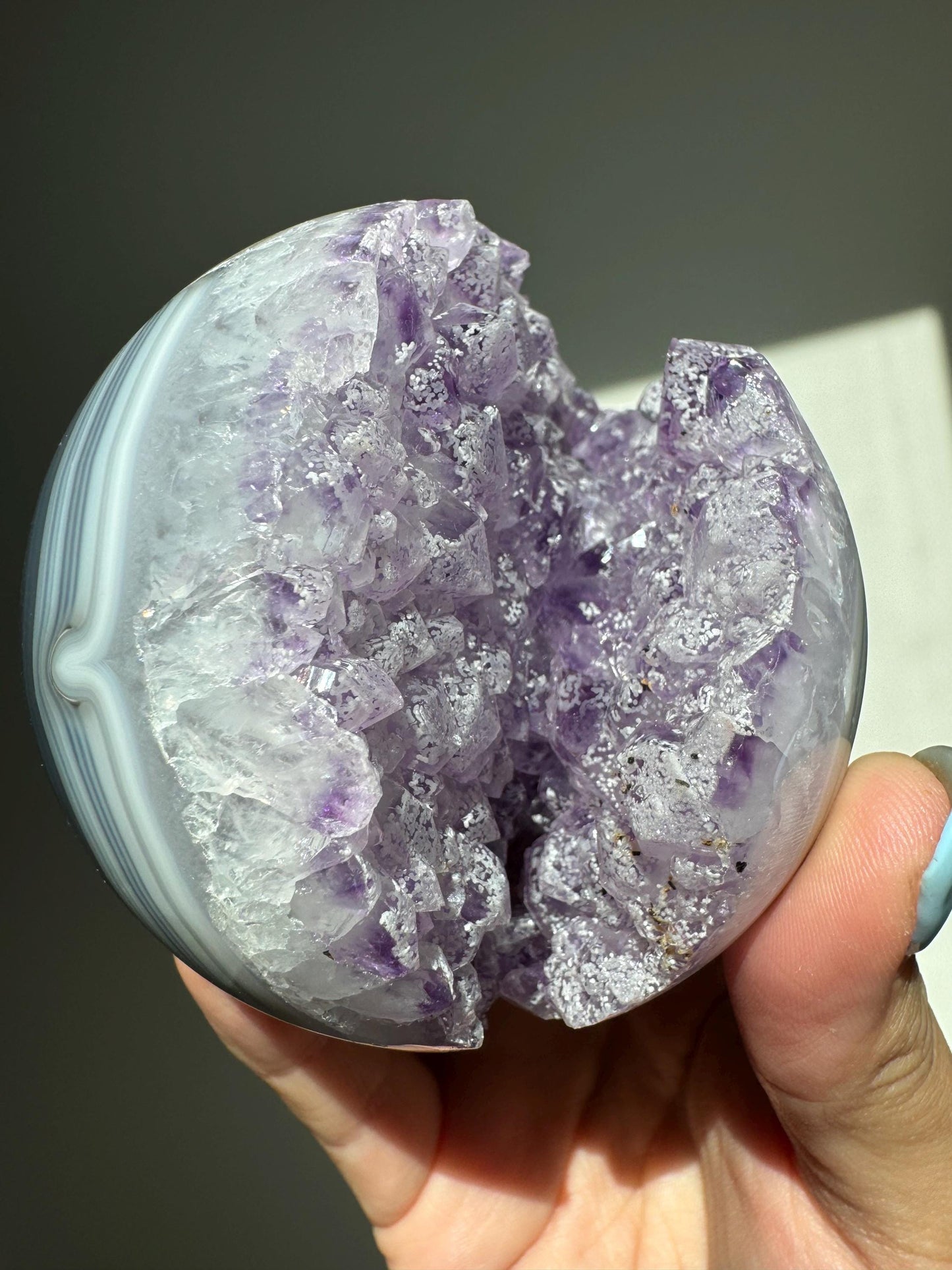 Amethyst Agate Druzy Banded Sphere